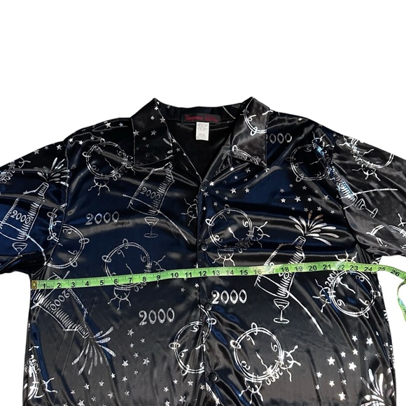 Y2k Dangerous Willie 2000 New Years Silver Black Sheer Button Down Mens L - Picture 6 of 8